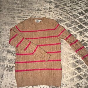 Woman’s Tan and Red Striped Sweater